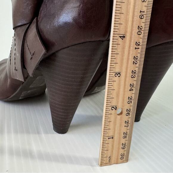 Jessica Simpson Meri boots heeled brown booties size 7.5 leather upper - Picture 4 of 9